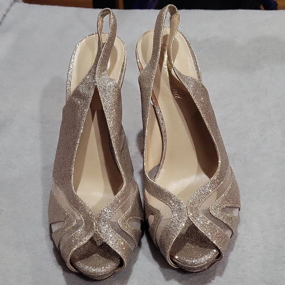 Lulu Townsend Elegant Glitter Slingback Heels - Picture 2 of 11